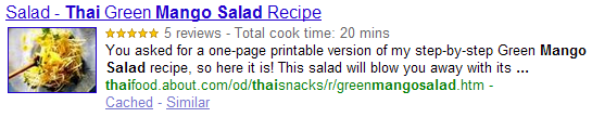 Google example of recipes